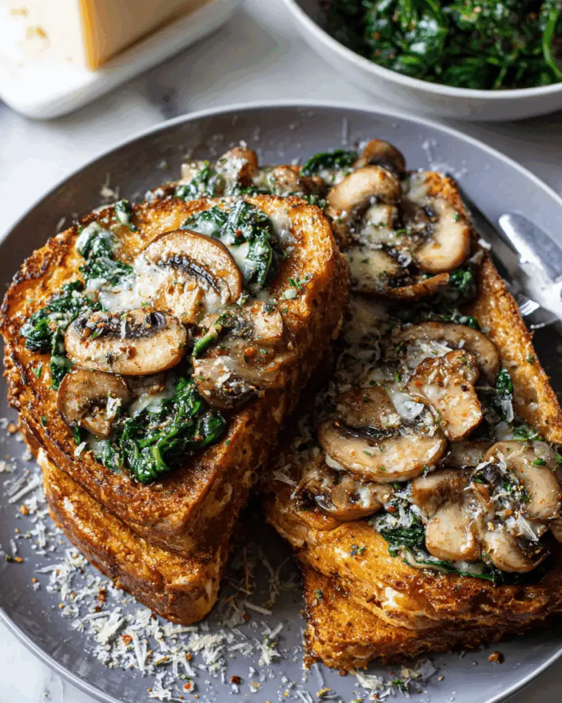 Savory French Toasts with Spinach and Mushrooms