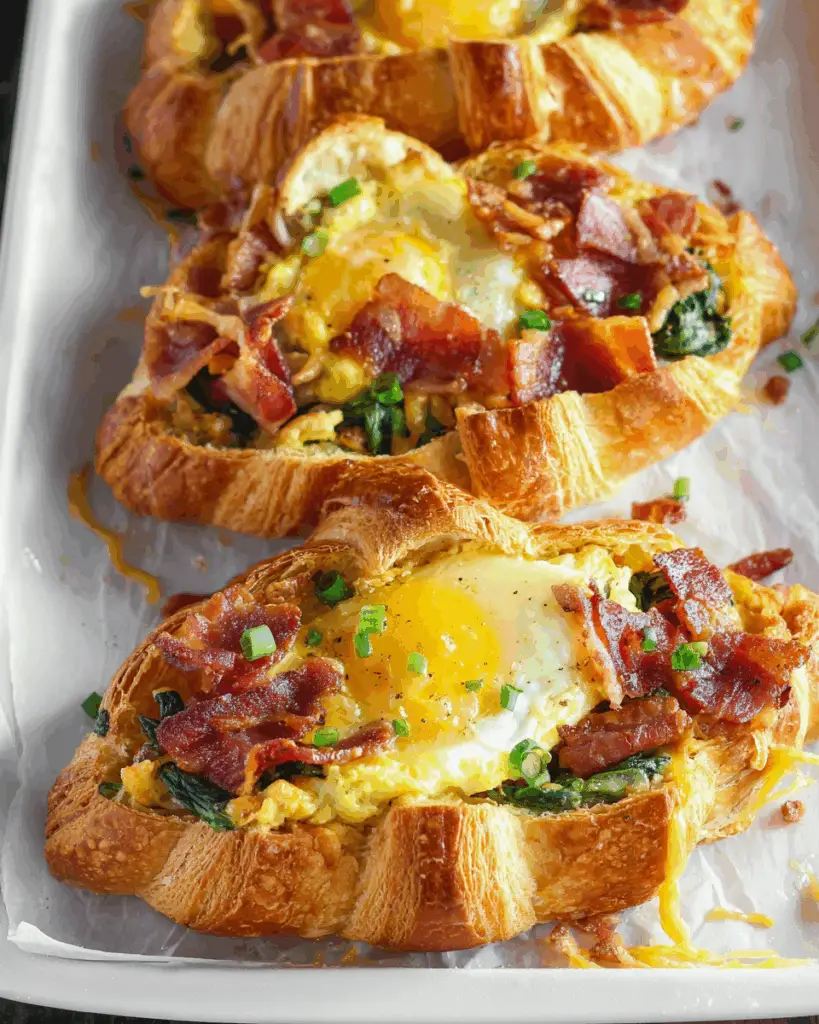 Bacon and Egg Croissant Boats