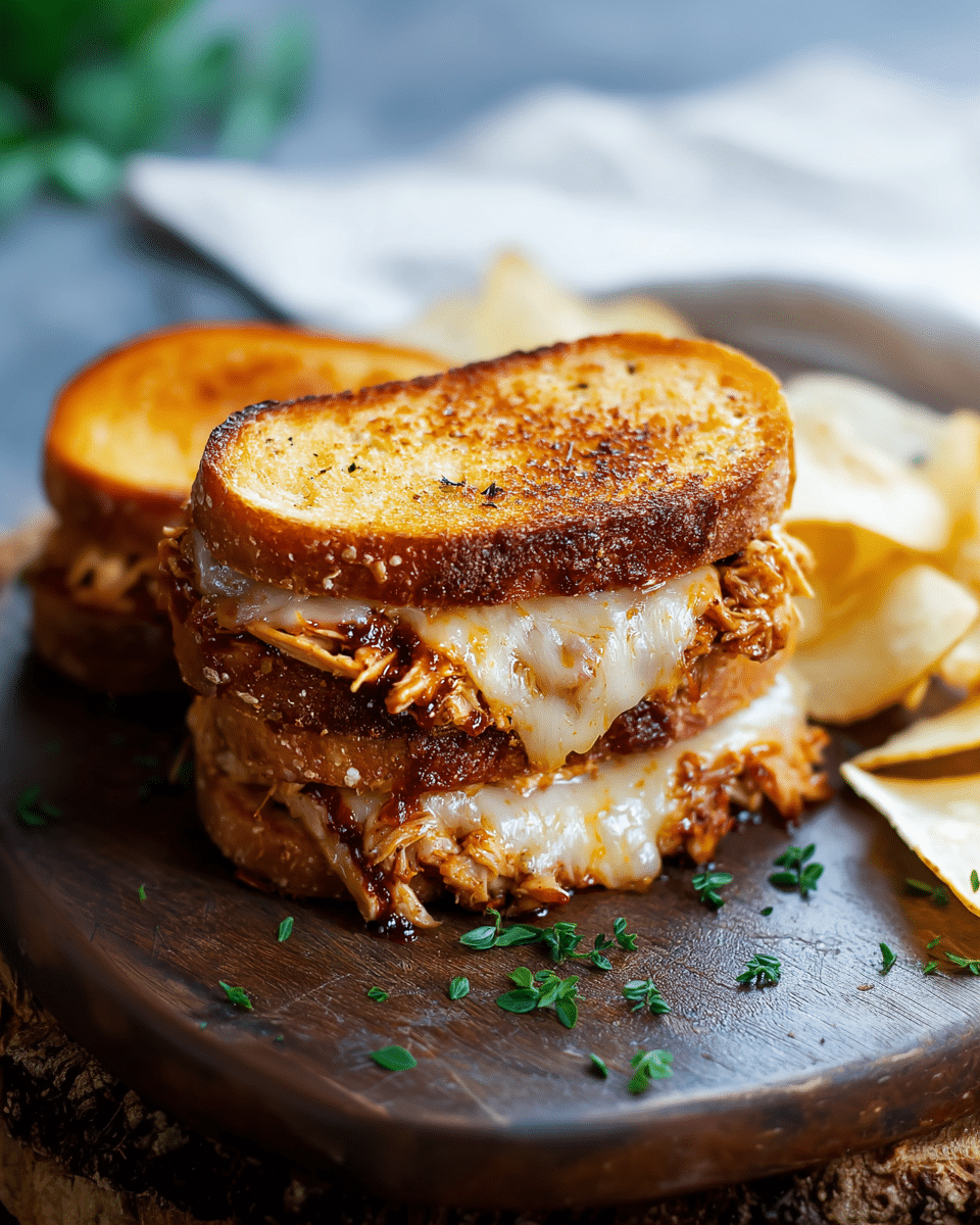 BBQ Chicken Grilled Cheese Sandwiches