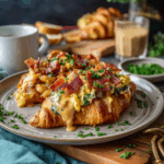 Bacon and Egg Croissant Boats