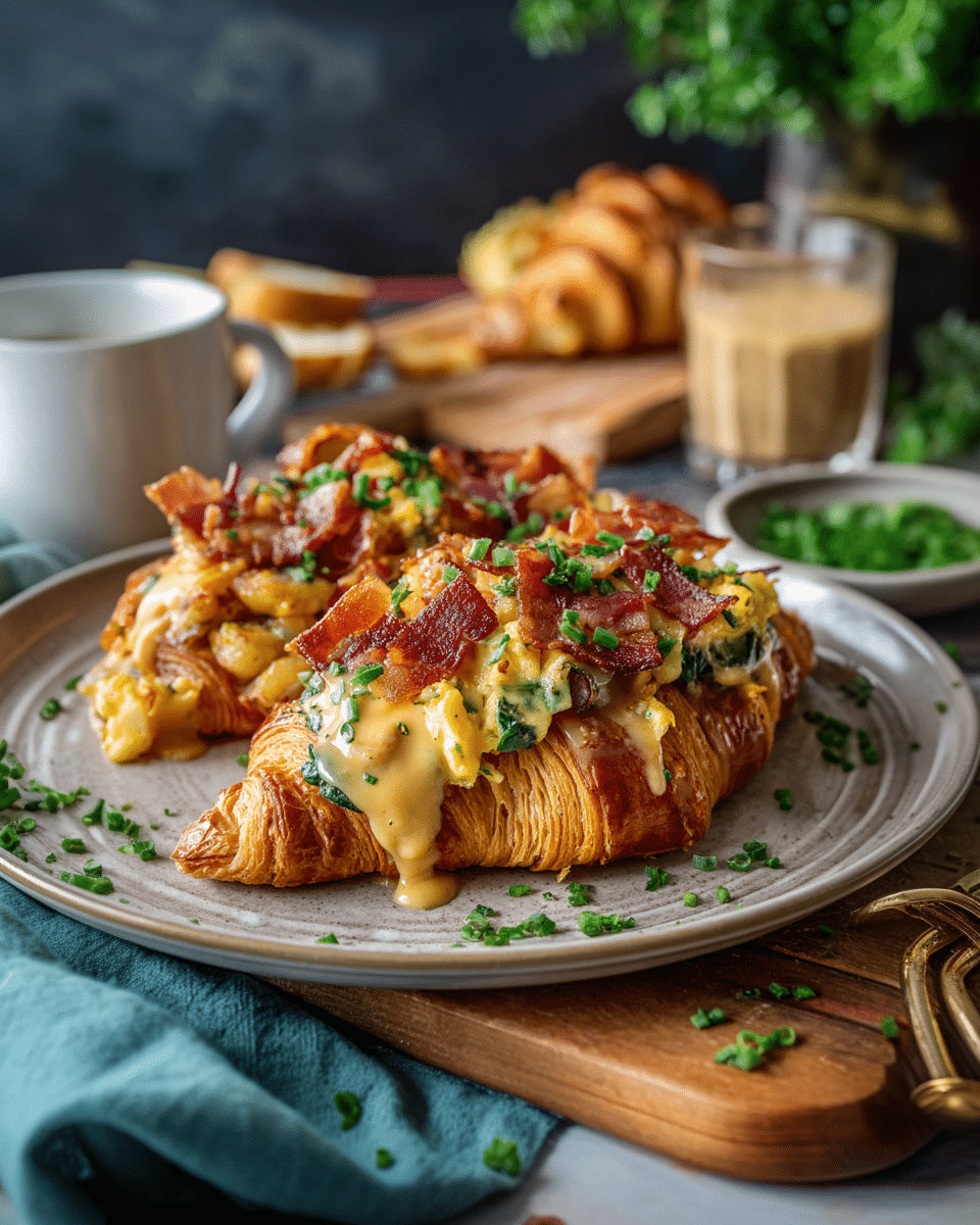 Bacon and Egg Croissant Boats