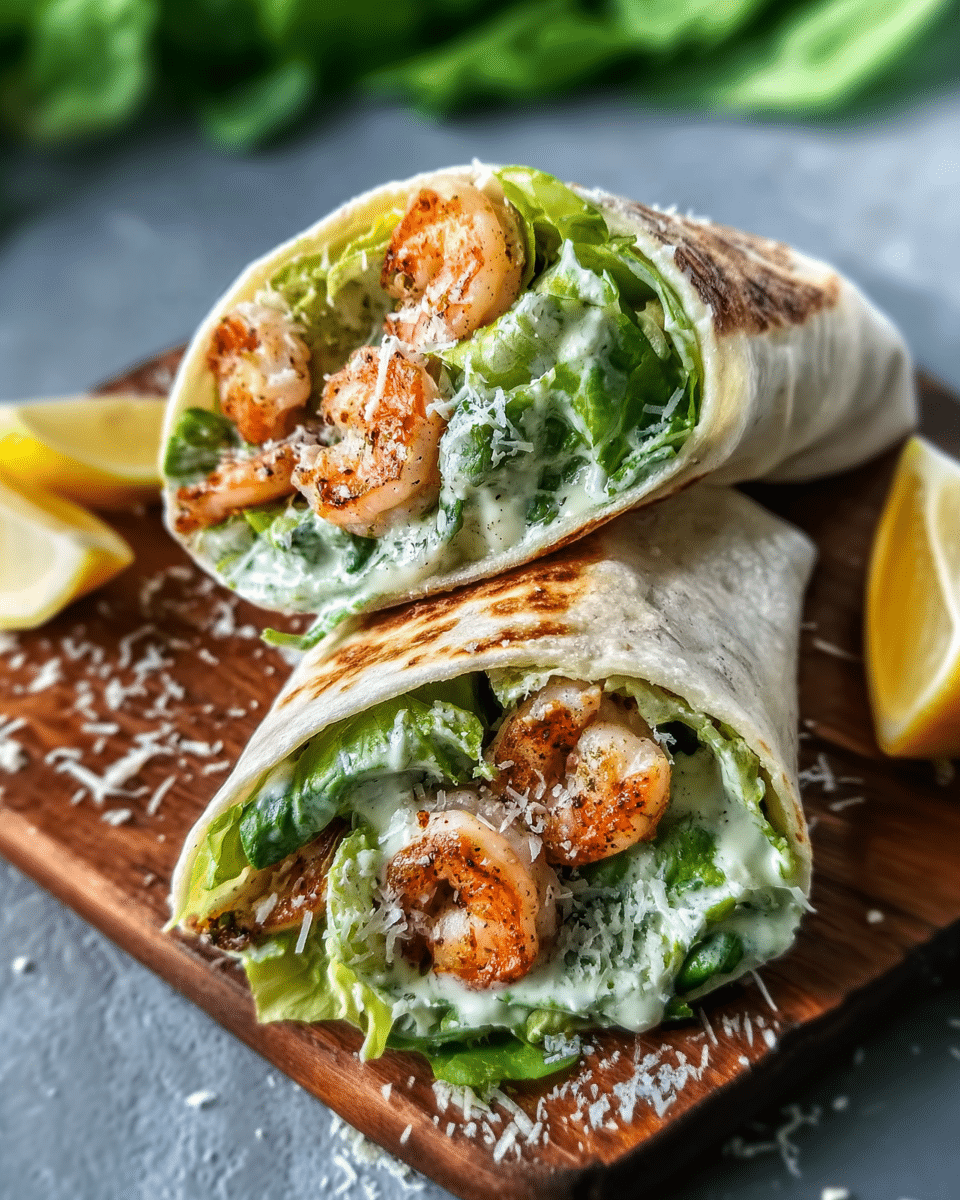 Caesar Salad Shrimp Wraps