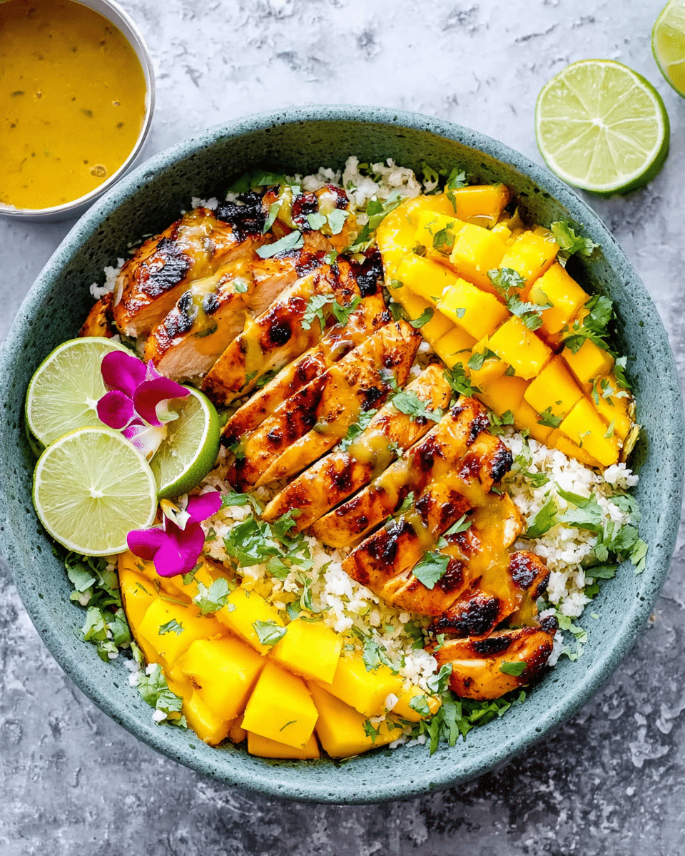 Chili Lime Mango Marinated Chicken Bowls