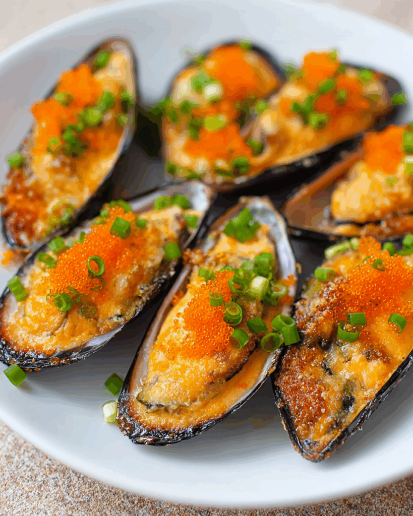 Japanese Baked Dynamite Mussels