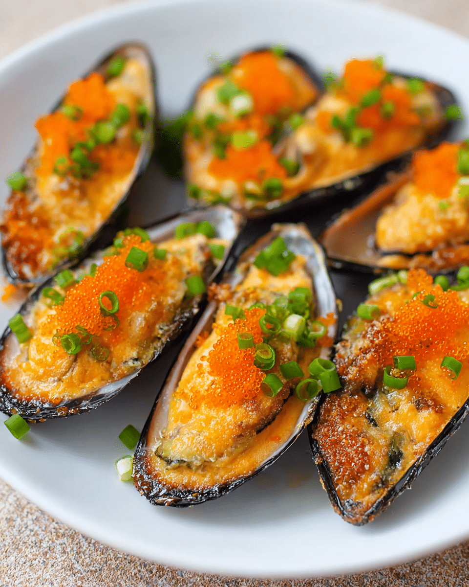 Japanese Baked Dynamite Mussels