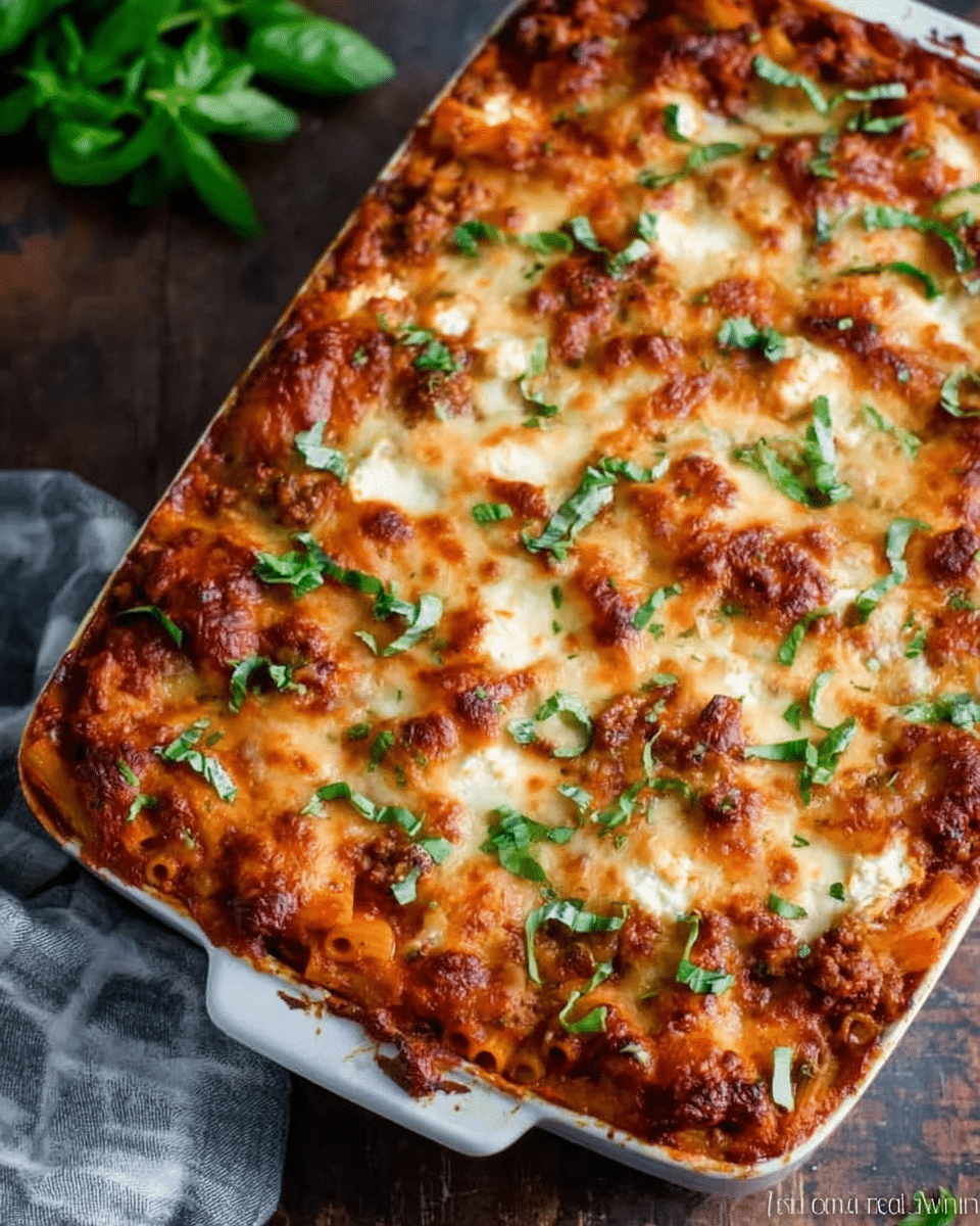 Baked Ziti with Cottage Cheese