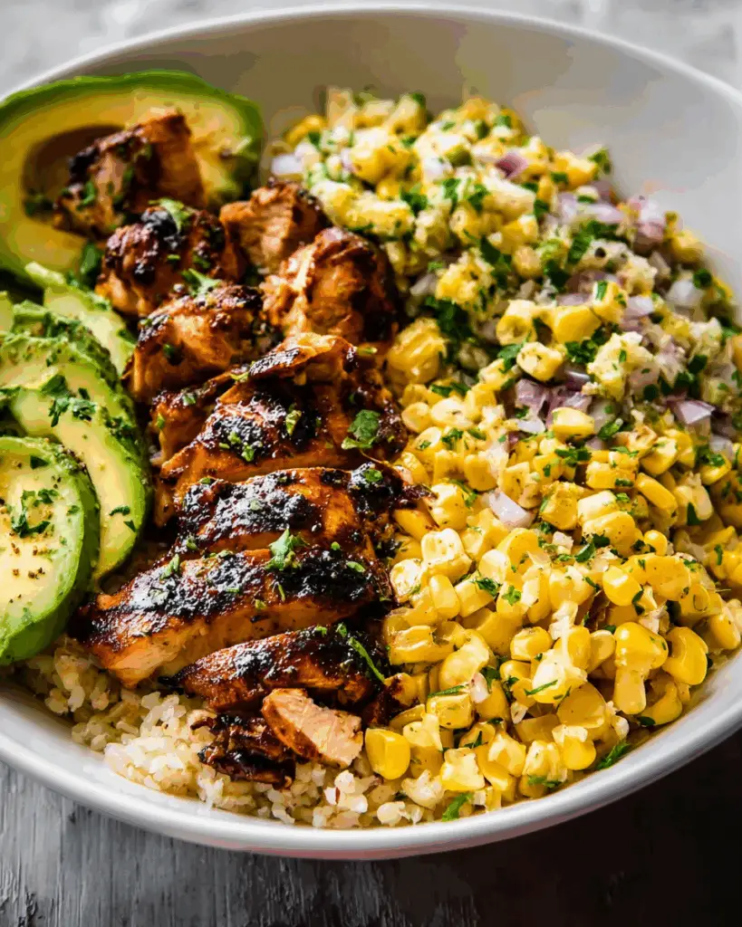 Honey Chipotle Chicken Bowls with Corn Salsa