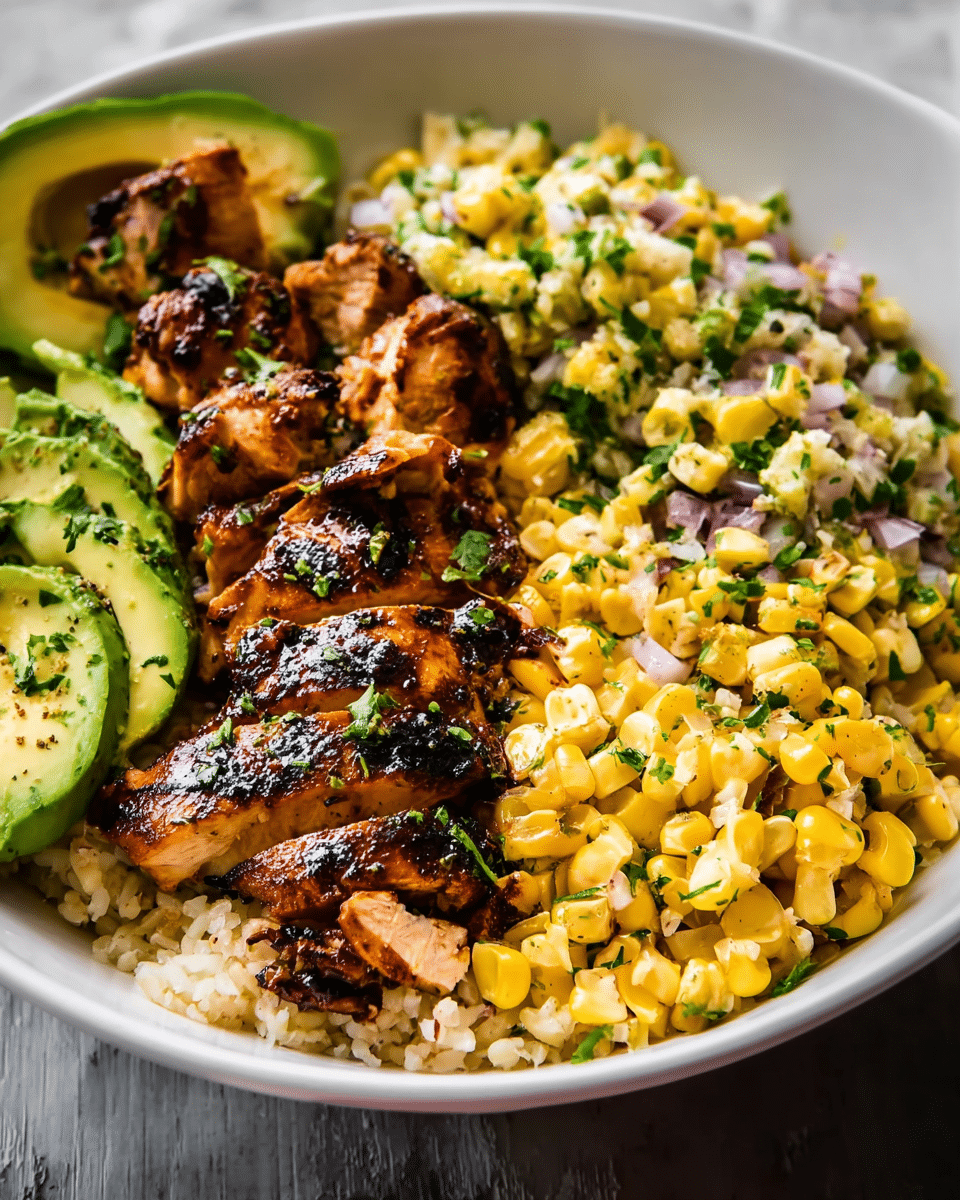 Honey Chipotle Chicken Bowls with Corn Salsa