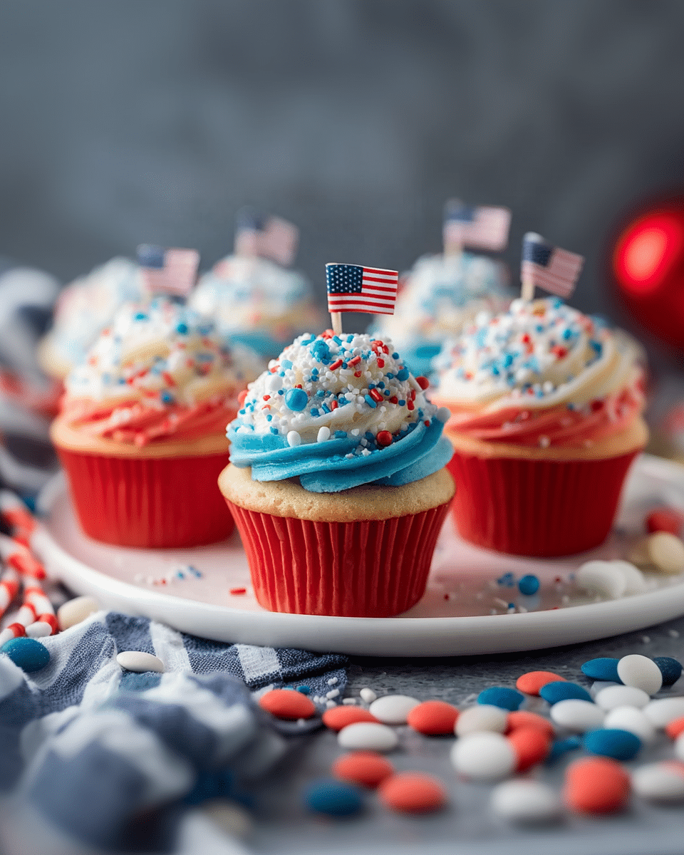 Patriotic Bomb Pop Cupcakes