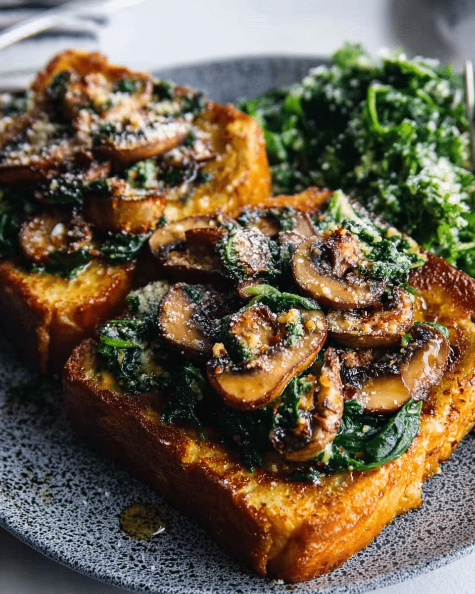 Savory French Toasts with Spinach and Mushrooms