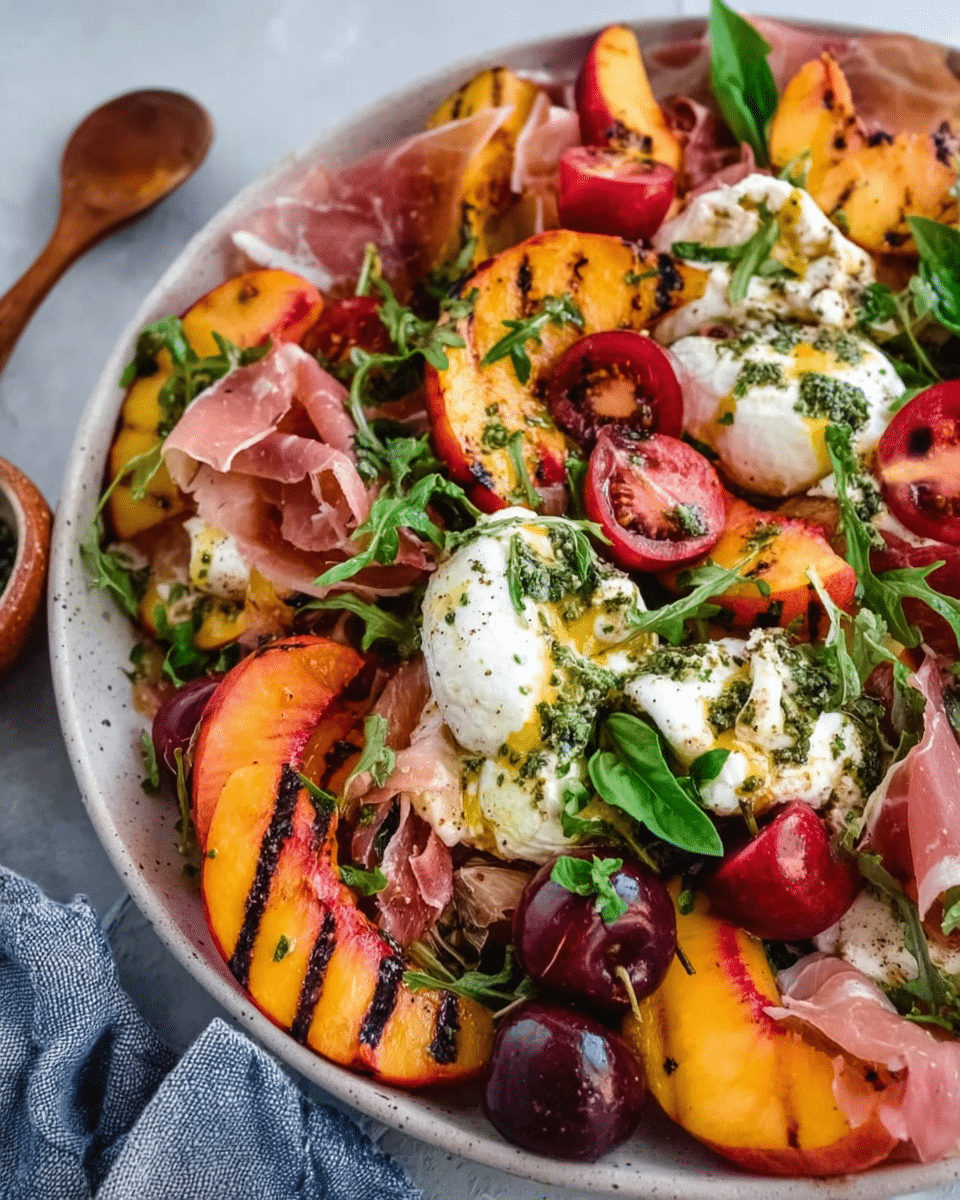 Grilled Nectarine Burrata Prosciutto Salad