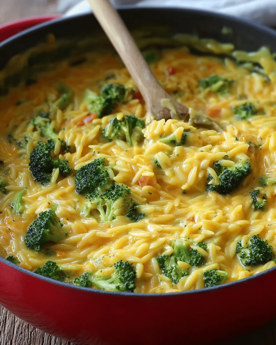 One Pot Broccoli Cheese Orzo
