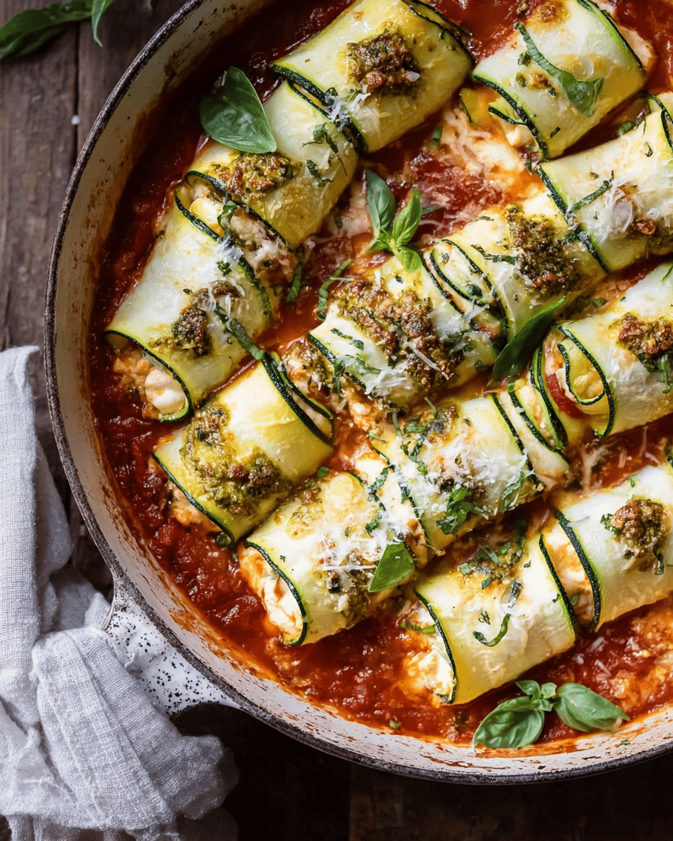 Spicy Pesto and Cheese Stuffed Zucchini Involtini