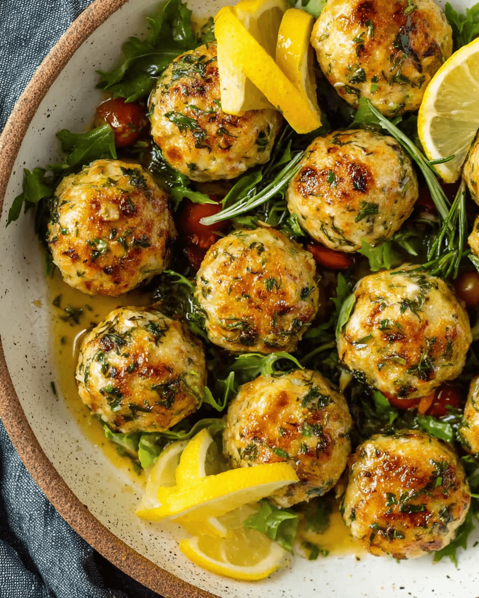 Fresh Herb Chicken Meatbals with Israeli Couscous