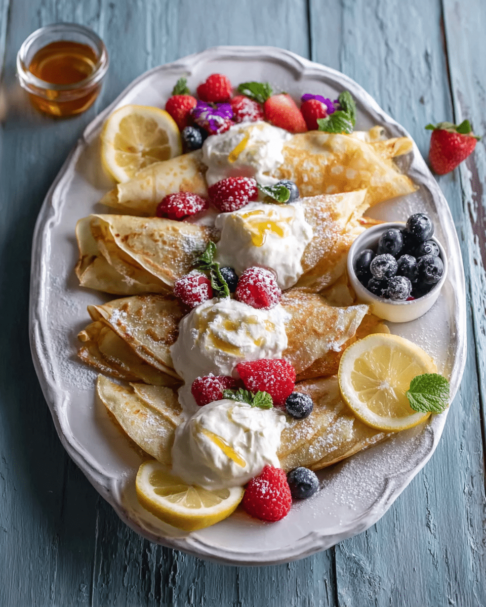 Lemon Sugar Crepes with Whipped Cream Cheese