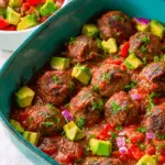 Mexican Meatballs with Tomato Avocado Salad