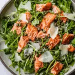 Arugula Salmon Salad with Capers and Shaved Parmesan