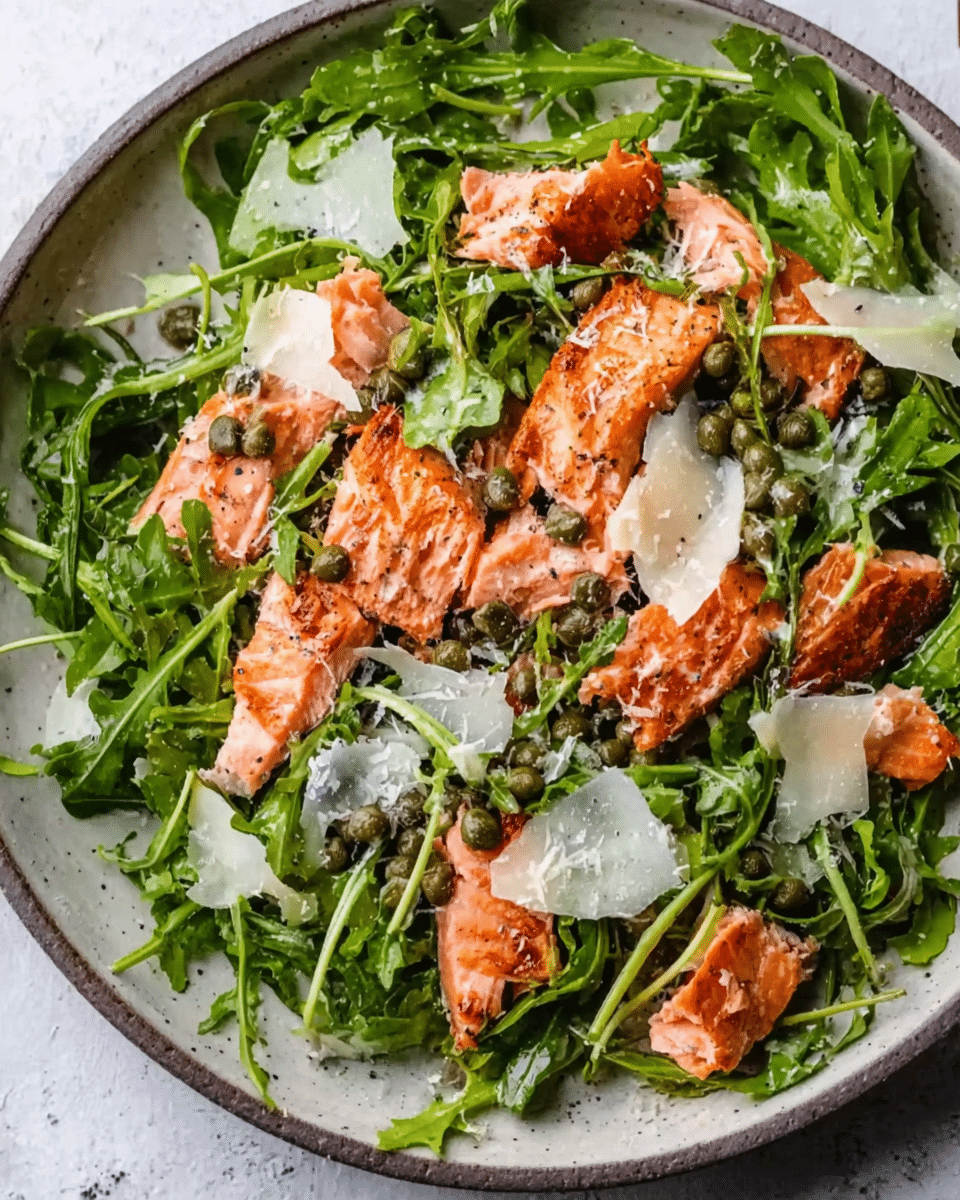 Arugula Salmon Salad with Capers and Shaved Parmesan