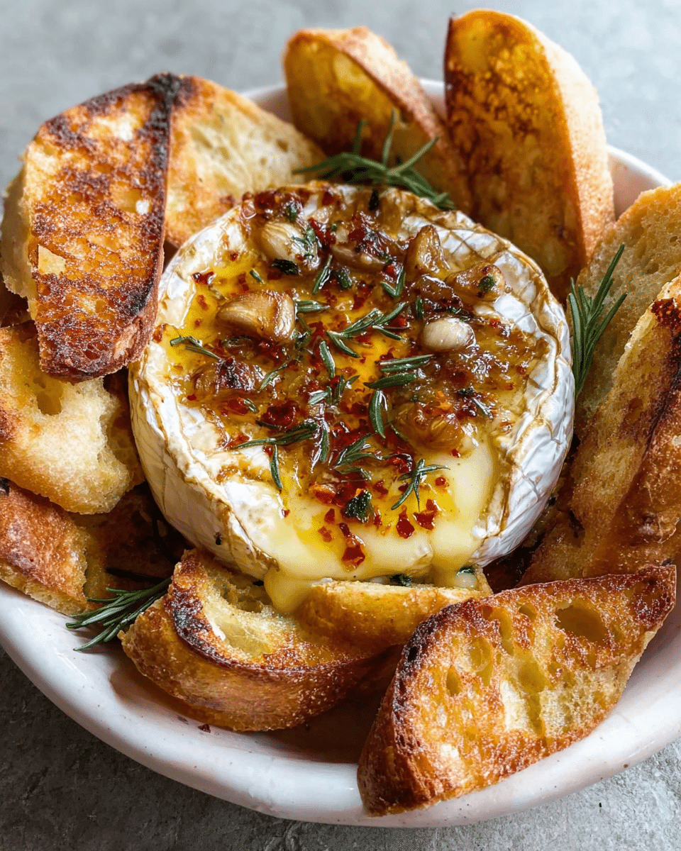 Baked Brie with Garlic Confit and Butter