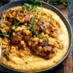 Creamy Garlic Corn Chicken with Cheesy Polenta