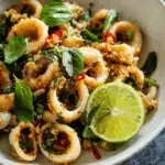 Garlicky Calamari with Basil, Chile &amp Lime