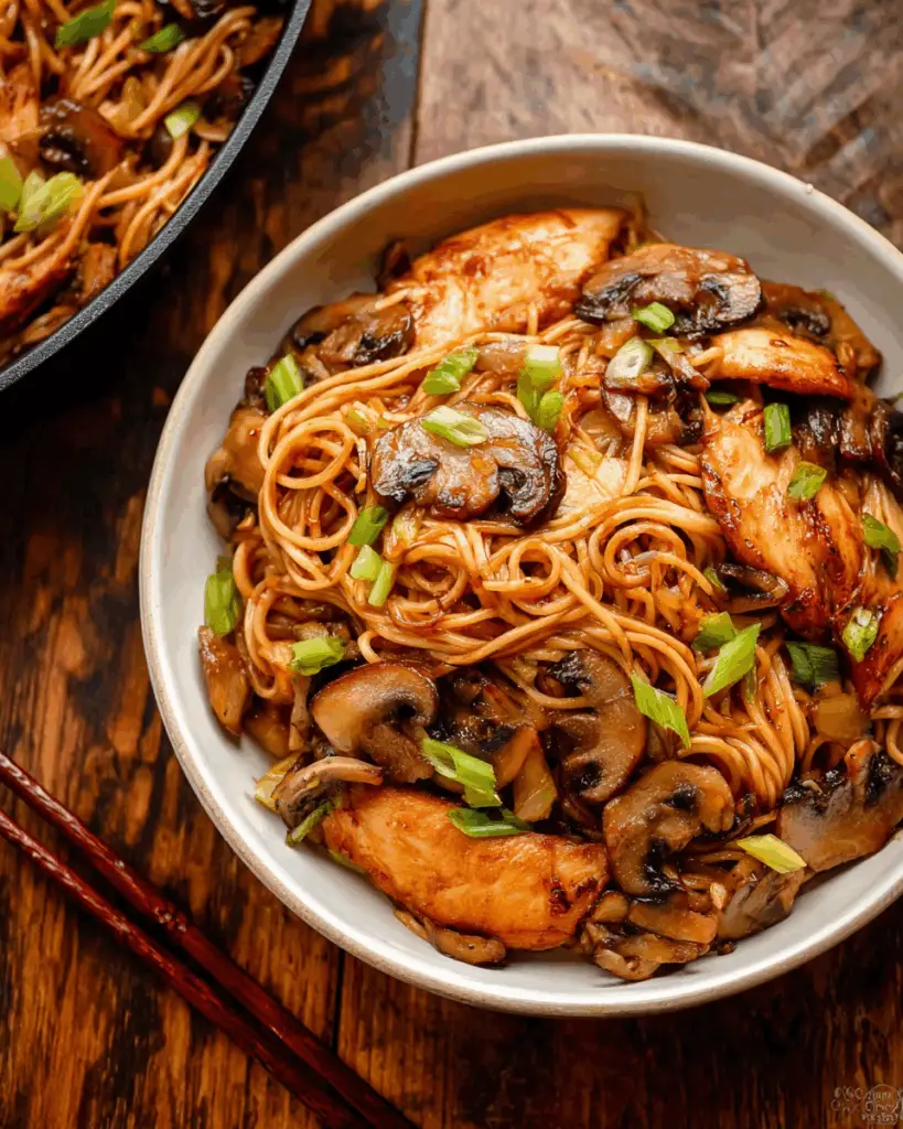 Ginger Chicken with Mushrooms and Noodles