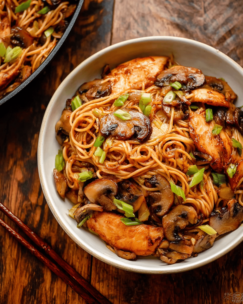 Ginger Chicken with Mushrooms and Noodles