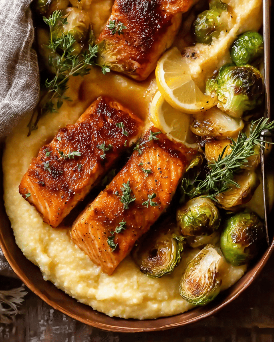 Maple Cider Glazed Salmon with Honey Butter Polenta