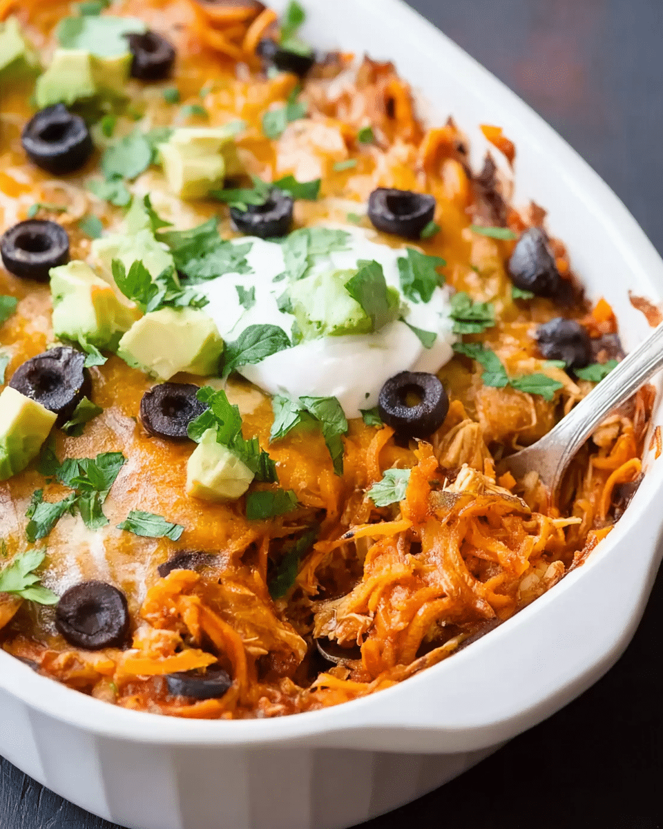 Spiralized Sweet Potato Enchilada Casserole