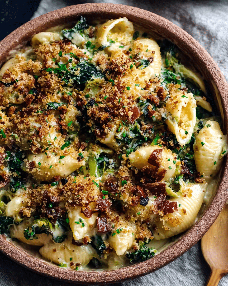 Mac and Cheese with Brussels Sprouts & Bacon Breadcrumbs