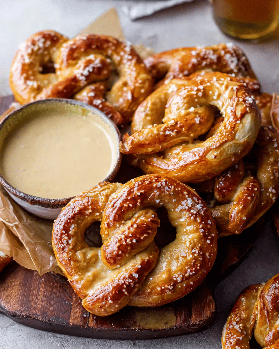 Hard Cider Pretzels with Creamy Honey Mustard