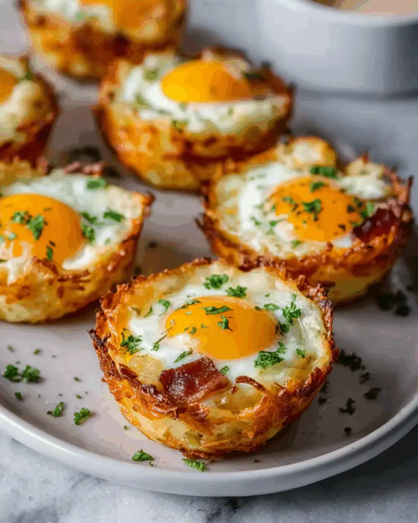 Crispy Hash Brown Egg Cups with Melted Cheese