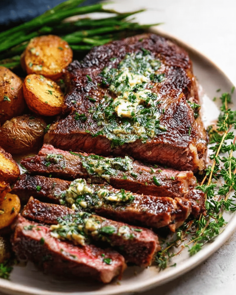 Garlic Herb Butter Steak in Oven