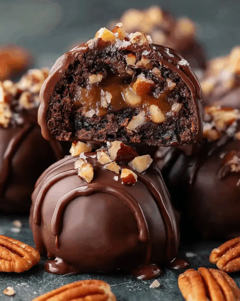 Gooey Pecan Pie Brownie Bombs