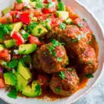 Mexican Meatballs with Tomato Avocado Salad