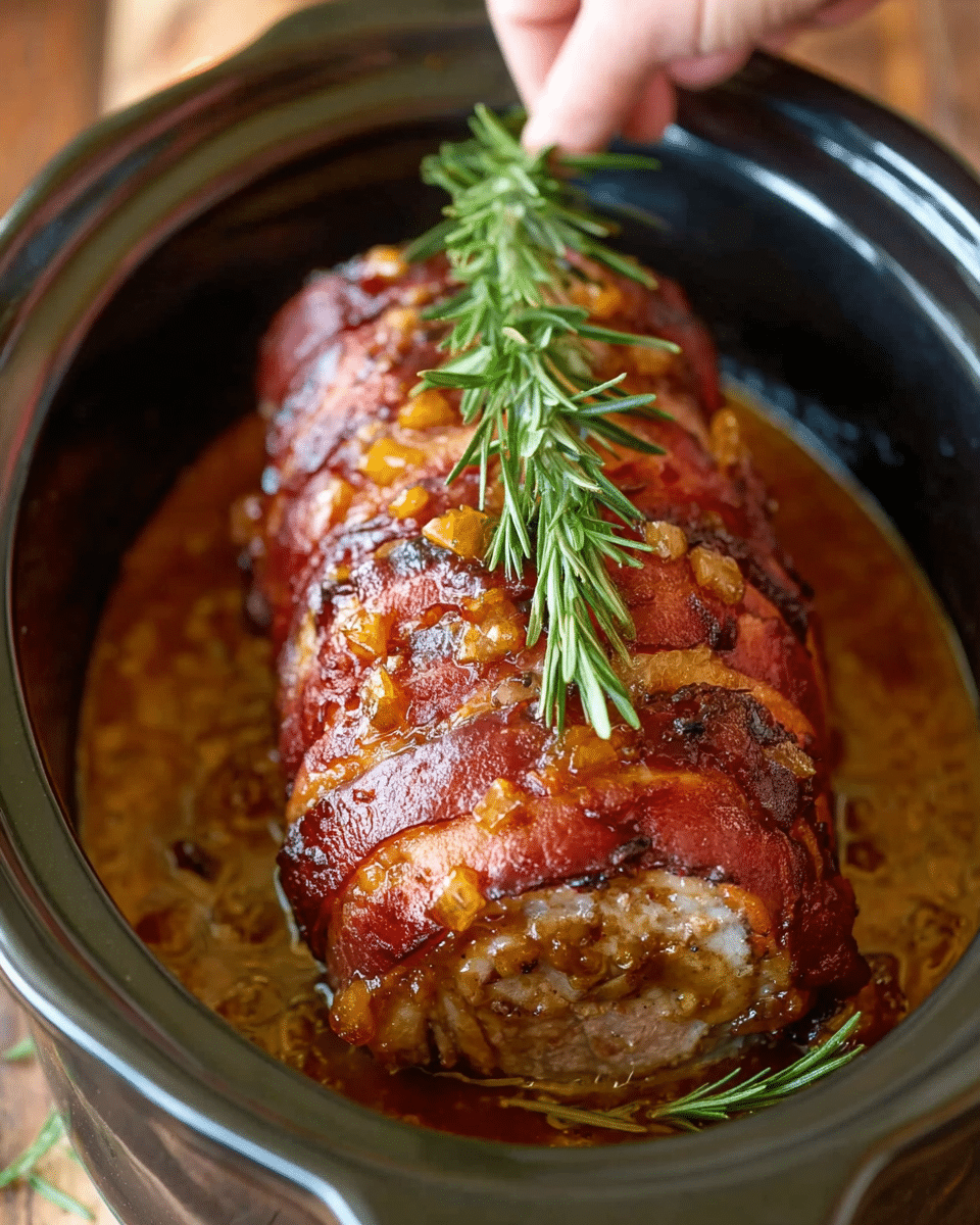 Slow Cooker Bacon Wrapped Pork Loin