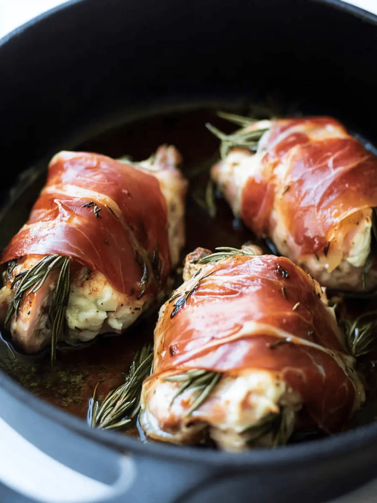 Goat Cheese Stuffed Rosemary Chicken Wrapped in Prosciutto