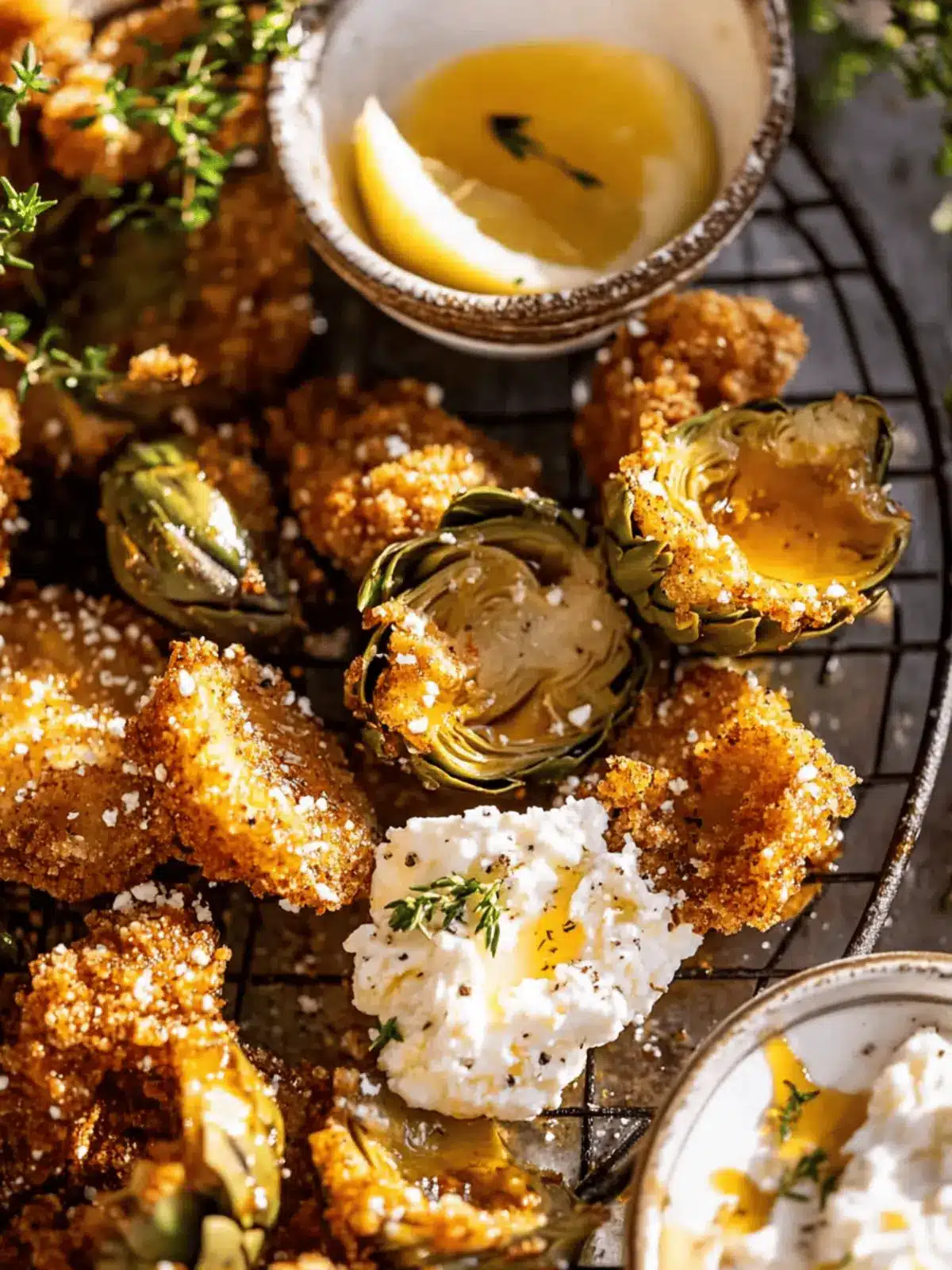 Baked Artichokes with Honey Whipped Feta