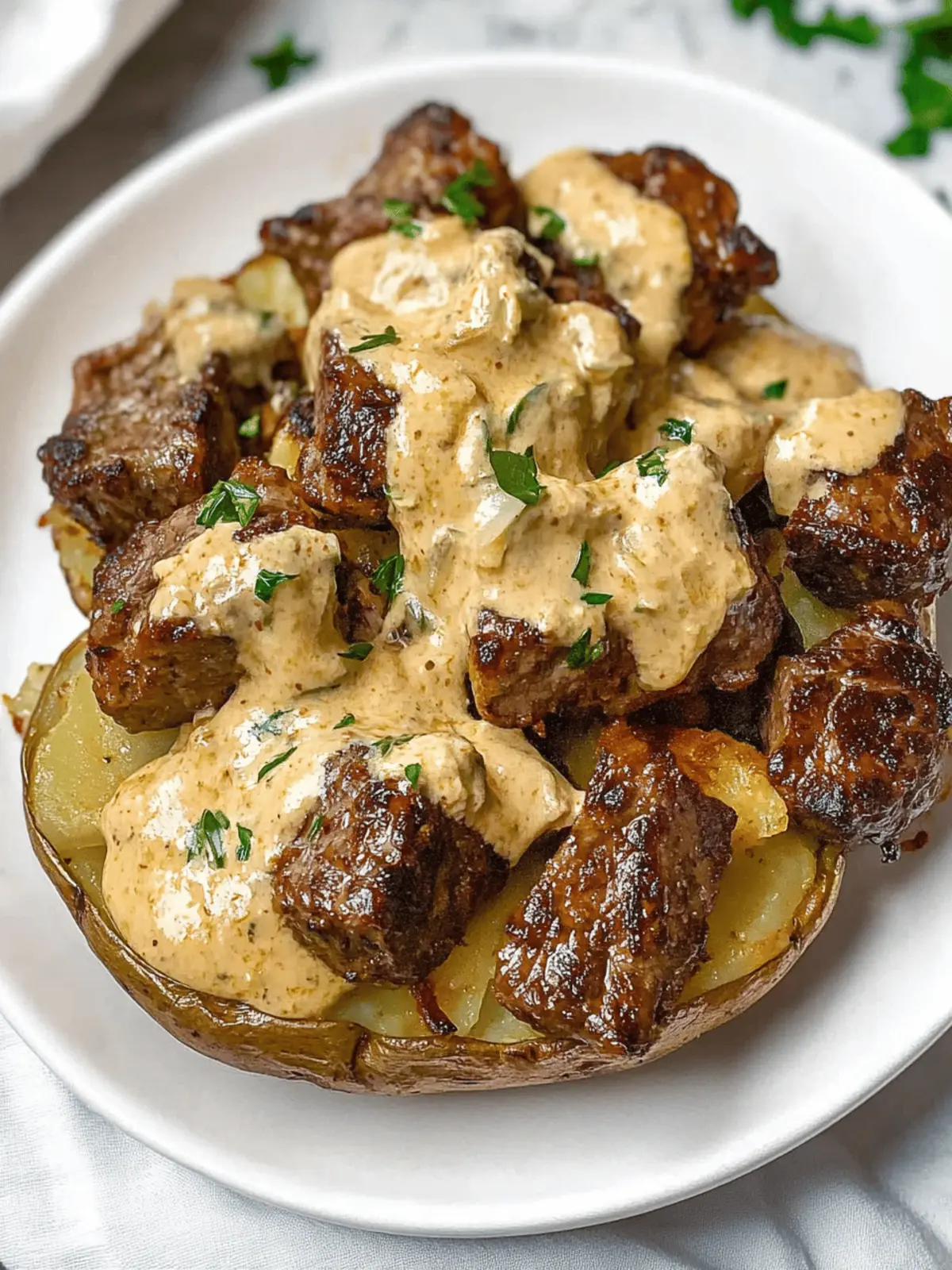 Loaded Baked Potato with Steak Bites