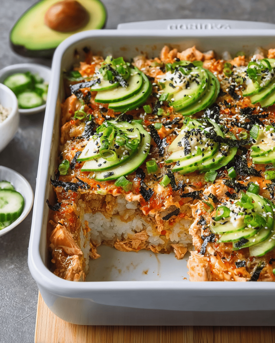 Spicy Salmon Sushi Bake