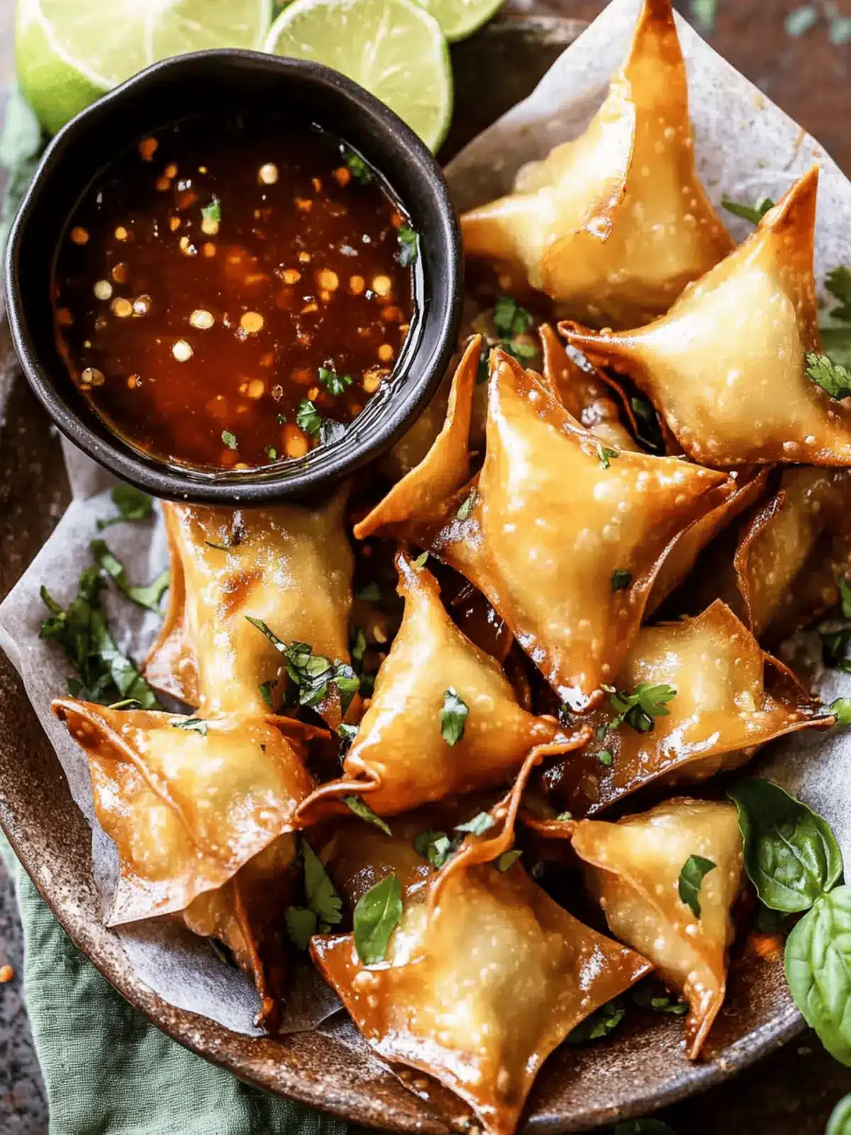 Crispy Cheese Rangoons with Sweet Ginger Chili Sauce Delight