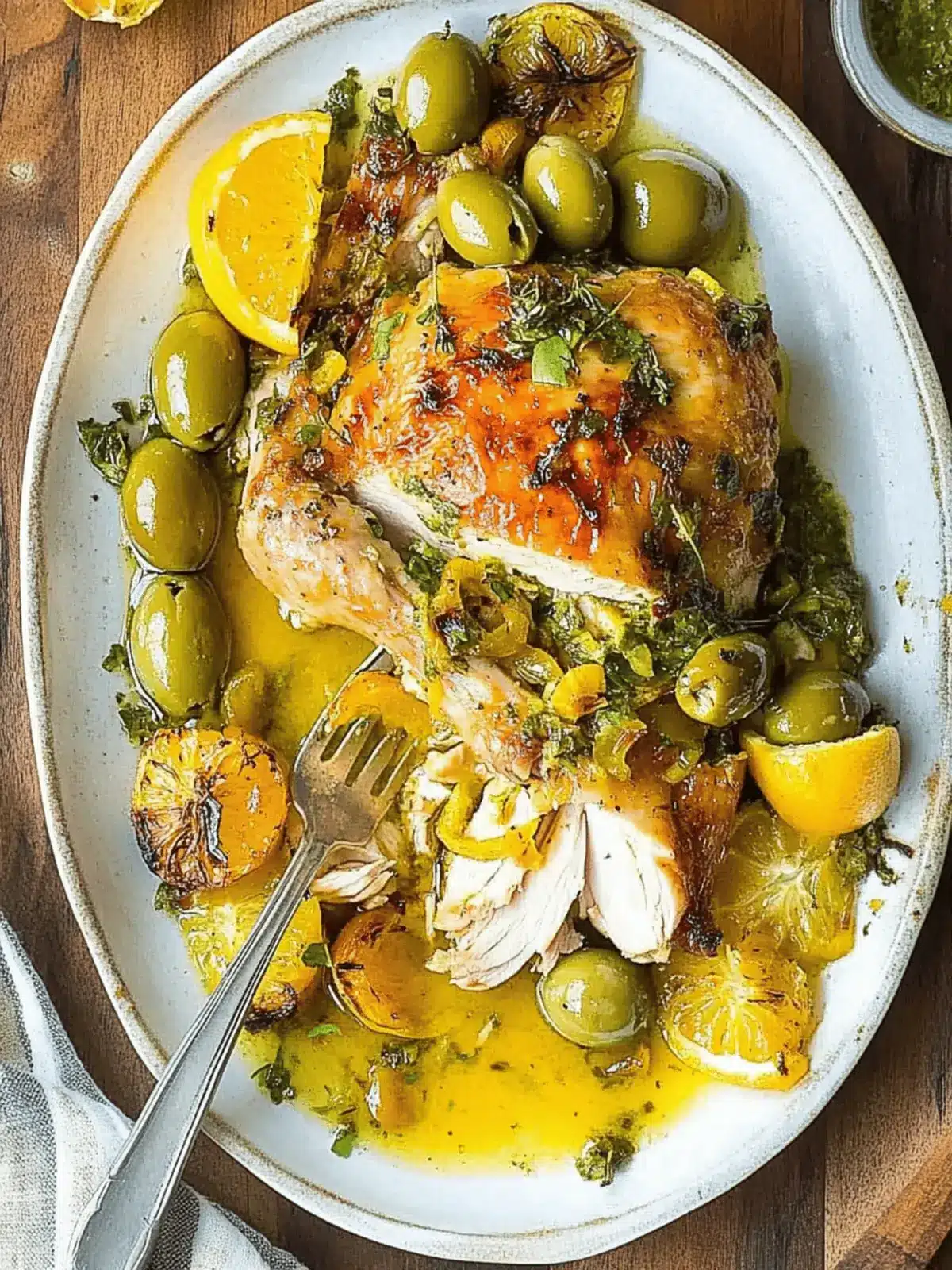 Herb Roasted Chicken with Warm Olives and Citrus Magic