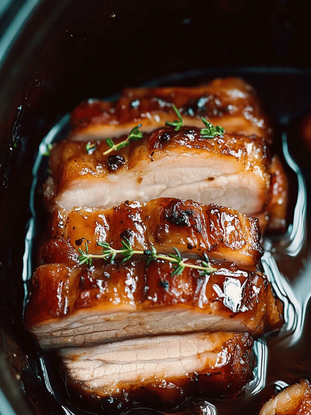 Slow Cooker Pork Belly with Honey Balsamic Glaze