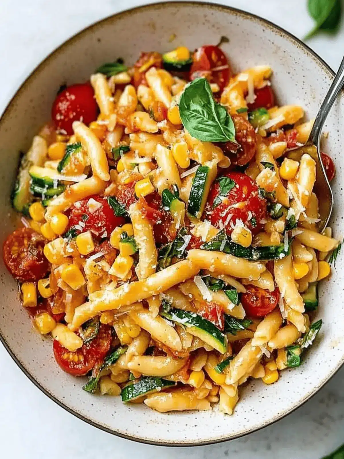 Summer Cavatelli with Corn, Tomatoes and Zucchini Delight