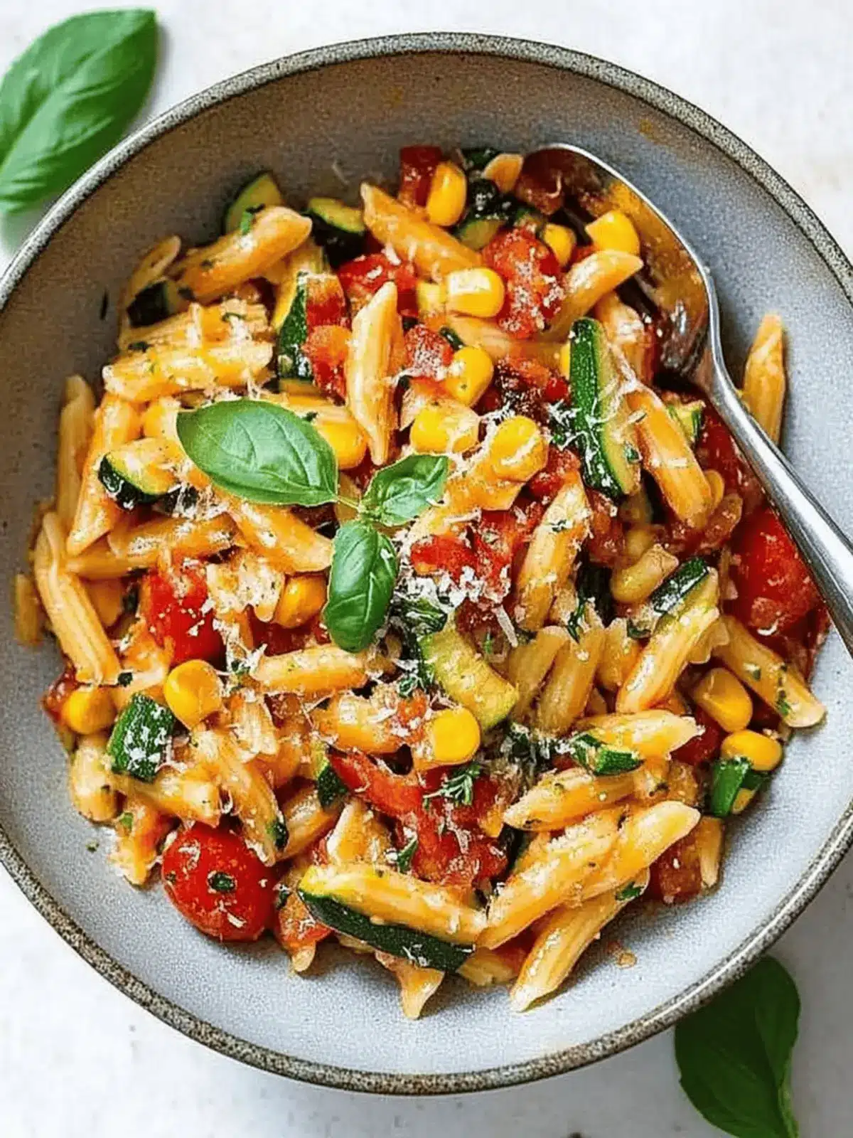 Summer Cavatelli with Corn, Tomatoes and Zucchini Delight