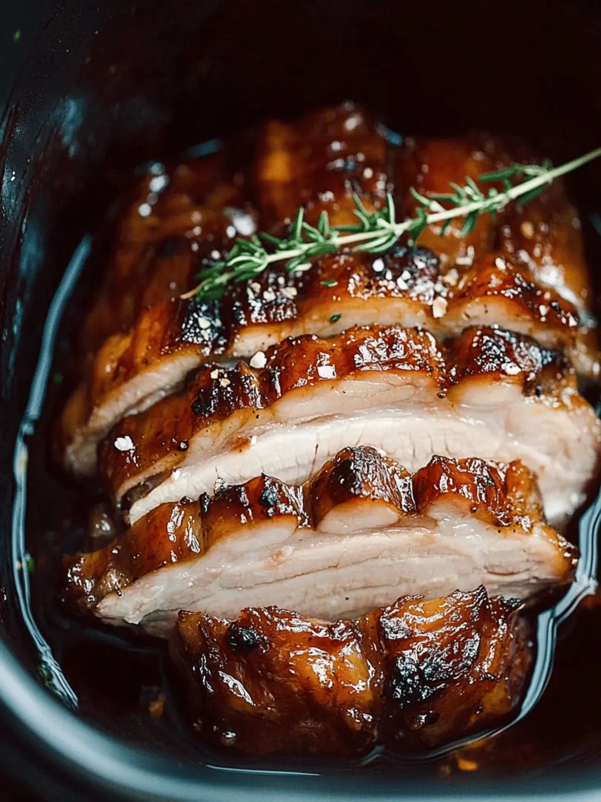 Slow Cooker Pork Belly with Honey Balsamic Glaze