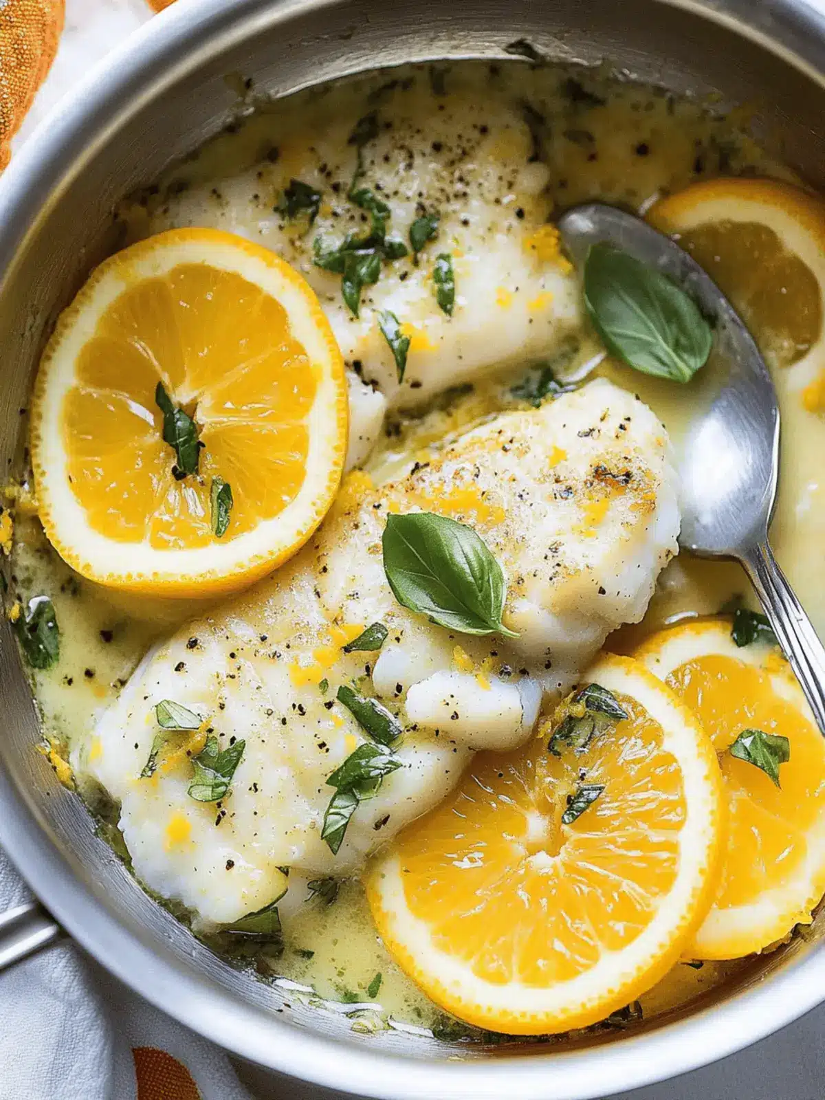 Pan Fried Cod in a Citrus and Basil Butter Sauce