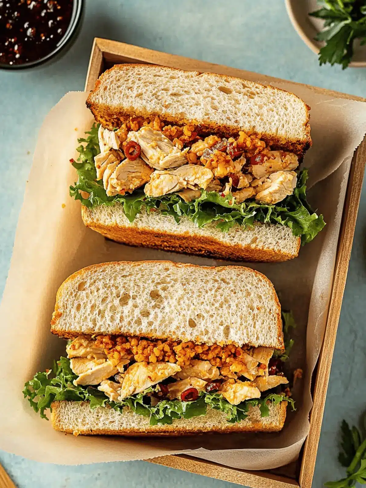 Spicy Chicken Salad Sandwich with Chili Crisp for Thrilling Lunches