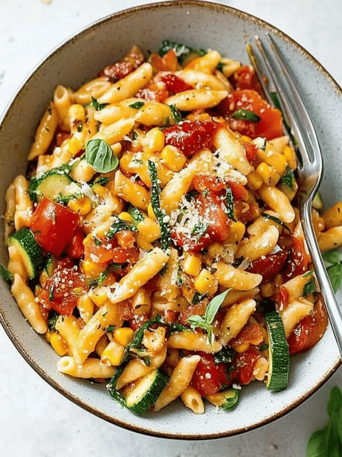 Summer Cavatelli with Corn, Tomatoes and Zucchini