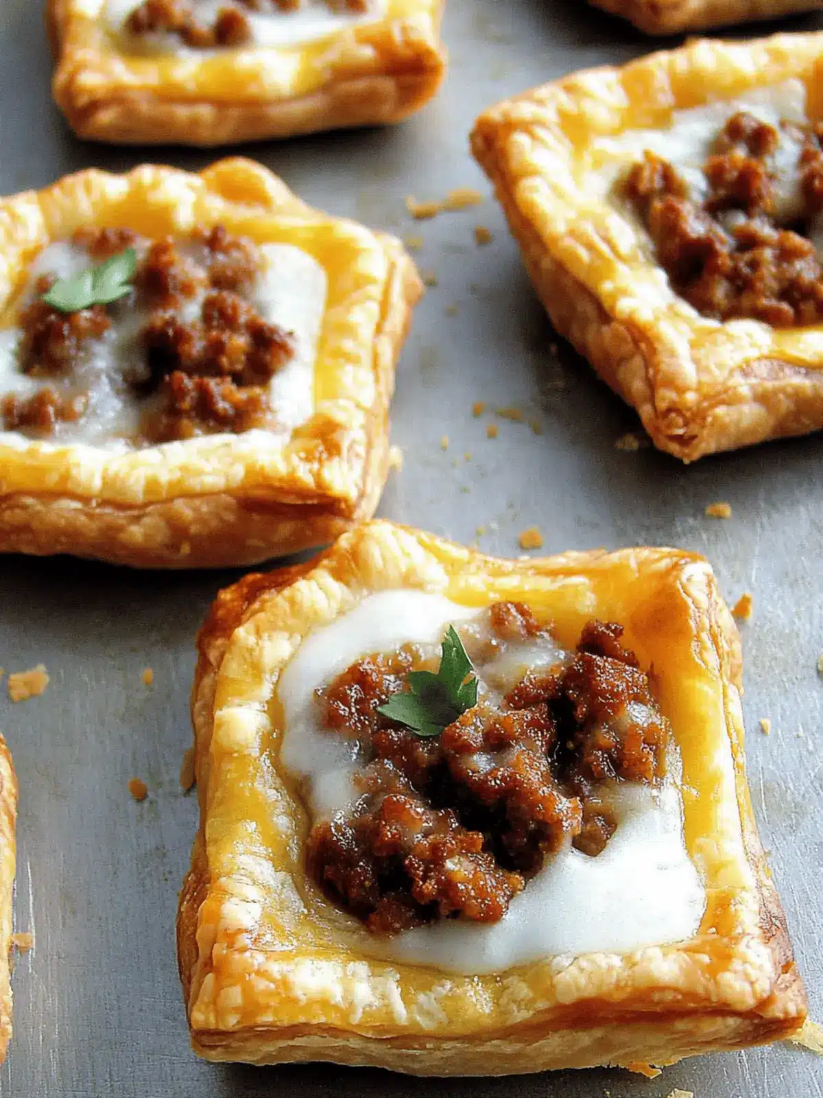 Cheesy Mexican Chorizo Puff Pastry Tarts
